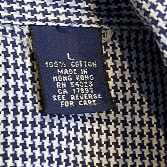 GAP LADIES Fitted Casual Button Front Shirt Blouse Blue Micro Houndstooth Print - Picture 5 of 5